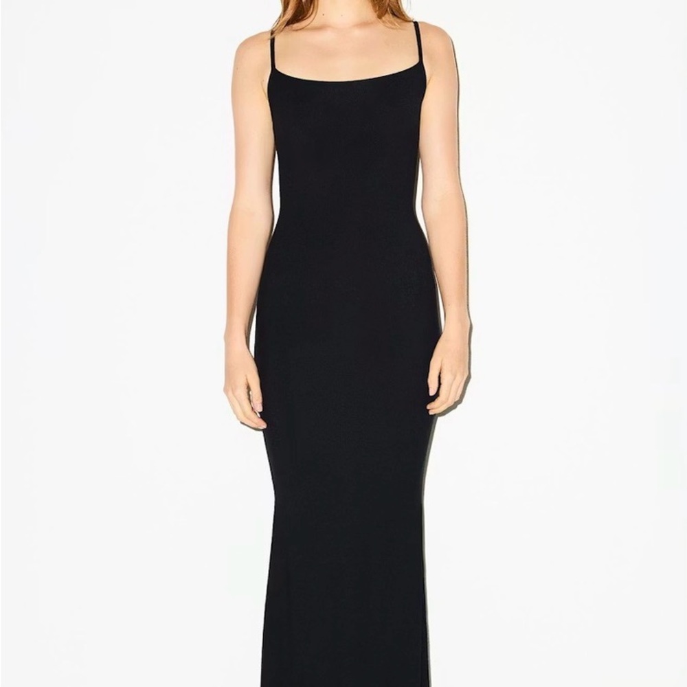 Skims soft lounge long slip Dress XS Onyx